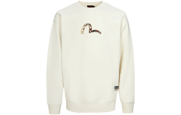 EVISU SS24  Cream Wide-Fit Sweatshirt with Seagull & Kamon Patch. 2ESHTM4SW7056RXCT 圖 3