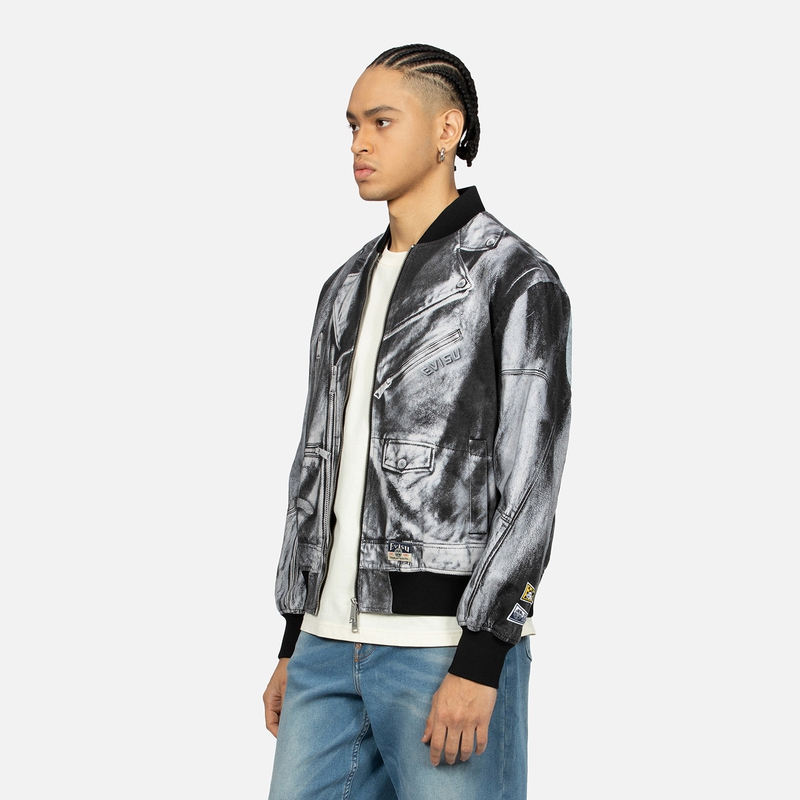 EVISU SS24  Denim Black Jacket with Big M Print and Logo Patch Design 2ESHTM4JK1011RXCT 圖 4