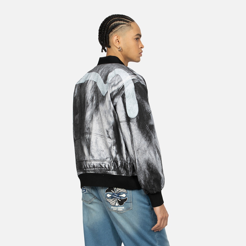 EVISU SS24  Denim Black Jacket with Big M Print and Logo Patch Design 2ESHTM4JK1011RXCT 圖 5