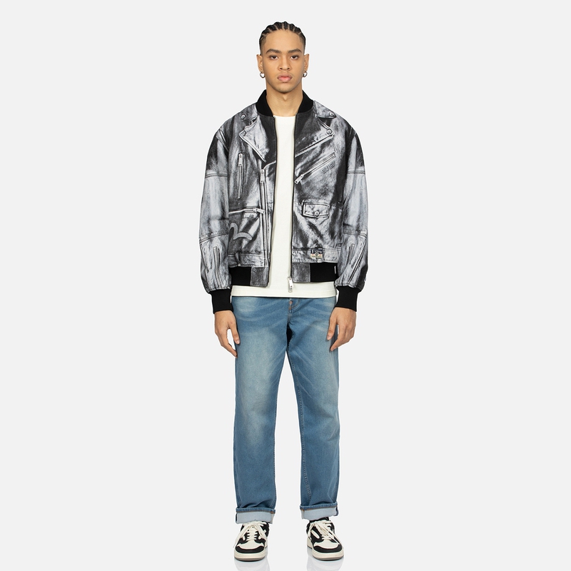 EVISU SS24  Denim Black Jacket with Big M Print and Logo Patch Design 2ESHTM4JK1011RXCT 圖 6