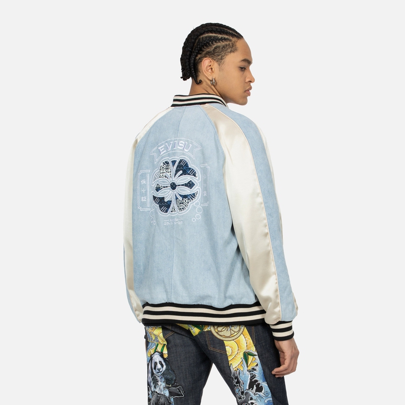 Details for EVISU SS24 海鸥与家纹刺绣蓝色牛仔夹克 2ESHTM4JK7010RXDN