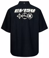 Order EVISU SS24 牛仔藍短袖襯衫,搭配Logo和花卉印花設計 2ESHTM4DI1018OSDN