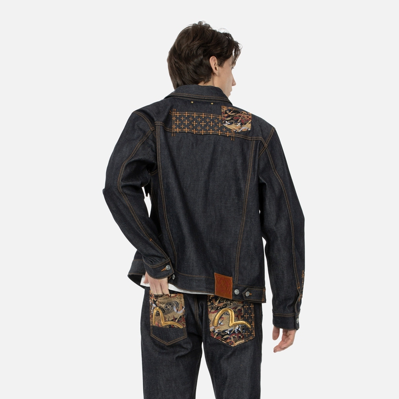 Purchase EVISU SS24 寬版海鷗刺繡丹寧外套 藍色款式 2ESHTM4DJ7001RXDP