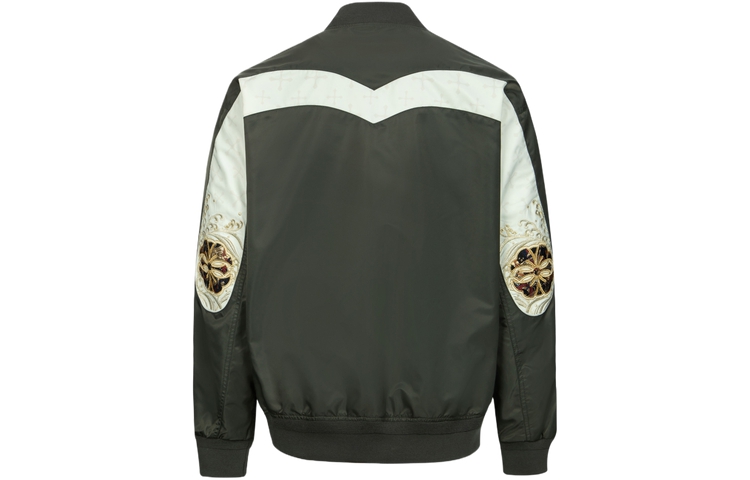 EVISU SS24  Floral Embroidered Wide Fit Bomber Jacket in Dark Army Green 2ESHTM4JK7092RXSN
