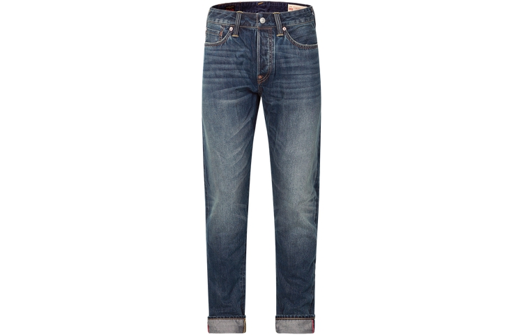 Lookbook EVISU SS24 藍色牛仔花卉佛祖刺繡直筒牛仔褲 2ESHTM4JE103217DN