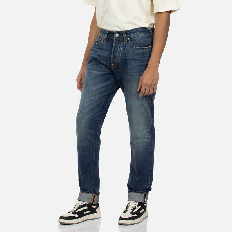 Purchase EVISU SS24 藍色牛仔花卉佛祖刺繡直筒牛仔褲 2ESHTM4JE103217DN