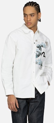 EVISU SS24 Camisa Blanca de Manga Larga con Ola Japonesa y Gaviota. 2ESHTM4SL7091RXCT Shop EVISU SS24 Camisa Blanca de Manga Larga con Ola Japonesa y Gaviota. 2ESHTM4SL7091RXCT