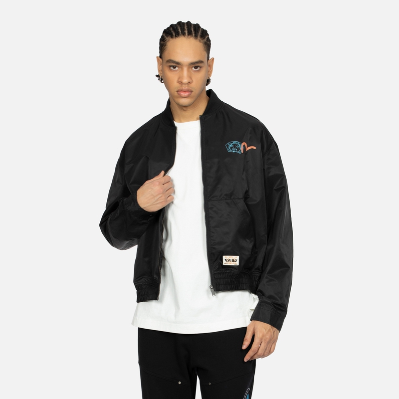 EVISU SS24 Black Buddha Seagull Logo Printed Jacket for Men. 2ESHTM4JK8081RXSN 圖 5