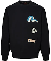 Order EVISU SS24 Black Multi-Pocket Sweatshirt with Seagull & Buddha Print for Men. 2ESHTM4SW8044LFCT