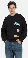 Shop EVISU SS24 Black Multi-Pocket Sweatshirt with Seagull & Buddha Print for Men. 2ESHTM4SW8044LFCT