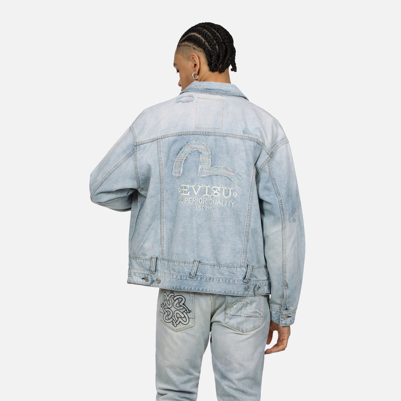 EVISU SS24 Deconstructed Seagull Denim Jacket  Denim Blue. 2ESHTM4DJ1007LFDN 圖 4