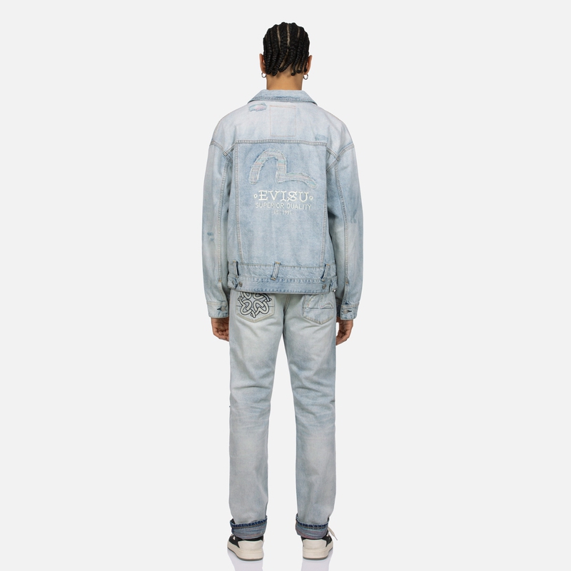 EVISU SS24 Deconstructed Seagull Denim Jacket  Denim Blue. 2ESHTM4DJ1007LFDN 圖 6