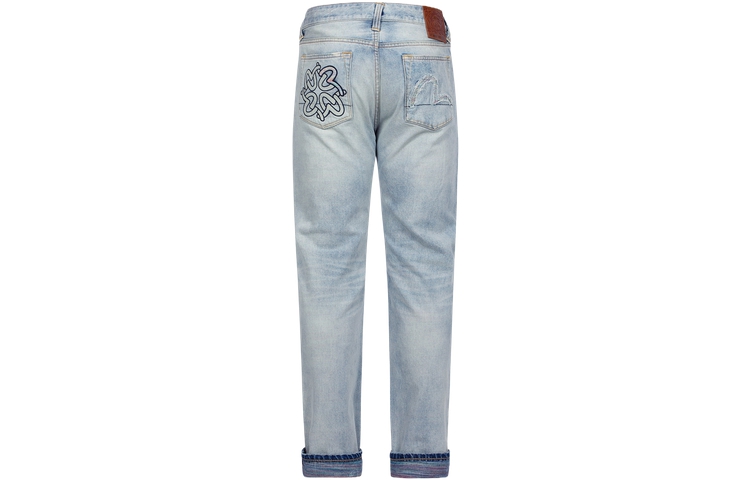 EVISU SS24 Distressed Straight-Leg Jeans with Seagull Design in Denim Blue Men. 2ESHTM4JE103910DN 圖 2