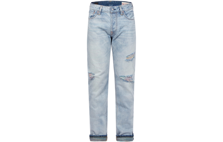 EVISU SS24 Distressed Straight-Leg Jeans with Seagull Design in Denim Blue Men. 2ESHTM4JE103910DN 圖 3