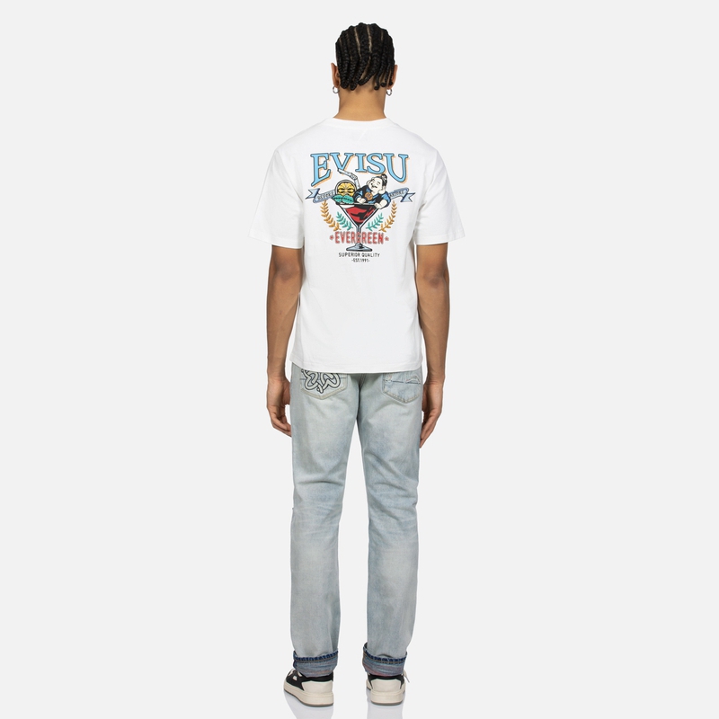 EVISU SS24 Distressed Straight-Leg Jeans with Seagull Design in Denim Blue Men. 2ESHTM4JE103910DN 圖 6