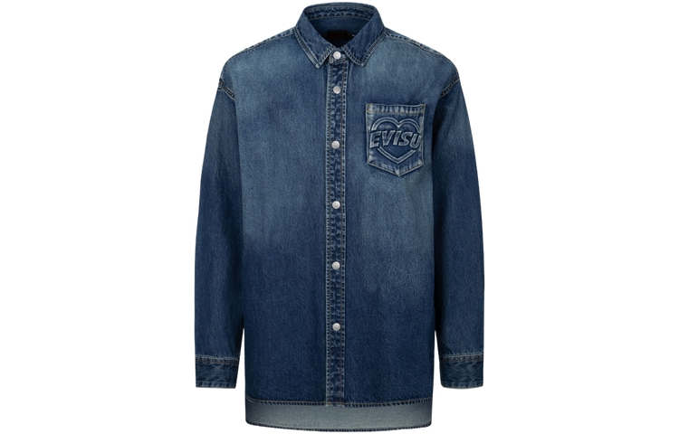 Lookbook Camisa Vaquera Unisex EVISU SS24 con Logo en Relieve - Azul Denim. 2ESHTW4SL4106BFDN