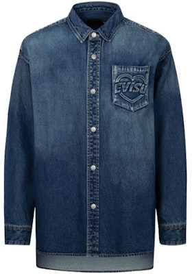 Camisa Vaquera Unisex EVISU SS24 con Logo en Relieve - Azul Denim. 2ESHTW4SL4106BFDN Lookbook Camisa Vaquera Unisex EVISU SS24 con Logo en Relieve - Azul Denim. 2ESHTW4SL4106BFDN