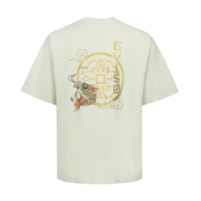 EVISU SS24 Koi Banner Print & Seigaiha Graphic Unisex Short Sleeve Tee 2ESHTM4TS7077RXCT
