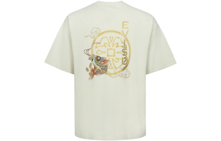 Order EVISU SS24 Camiseta Unisex Manga Corta con Koi, Banner y Gráfico Seigaiha. 2ESHTM4TS7077RXCT