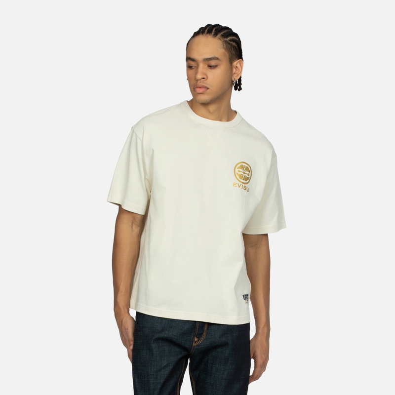 Purchase EVISU SS24 Camiseta Unisex Manga Corta con Koi, Banner y Gráfico Seigaiha. 2ESHTM4TS7077RXCT