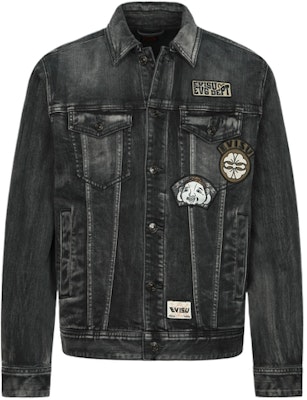 Chaqueta de Mezclilla Negra EVISU SS24 con Parches Bordados Múltiples. 2ESHTM4DJ8003RXDP Lookbook Chaqueta de Mezclilla Negra EVISU SS24 con Parches Bordados Múltiples. 2ESHTM4DJ8003RXDP