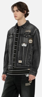 Chaqueta de Mezclilla Negra EVISU SS24 con Parches Bordados Múltiples. 2ESHTM4DJ8003RXDP Purchase Chaqueta de Mezclilla Negra EVISU SS24 con Parches Bordados Múltiples. 2ESHTM4DJ8003RXDP