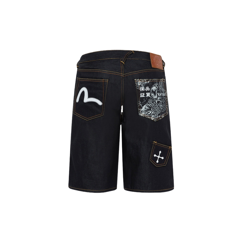 EVISU SS24 Multi-Pocket Relaxed Fit Denim Shorts for Men 2ESHTM4DS7052RXDN