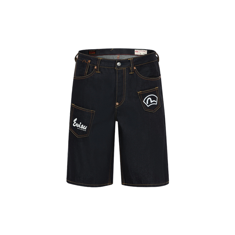 Lookbook エヴィス SS24 メンズ マルチポケット リラックスフィット デニムショーツ 2ESHTM4DS7052RXDN