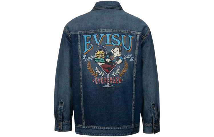 Order EVISU SS24 男士趣味佛头印花宽松牛仔衬衫夹克. 2ESHTM4SJ1013LFDN