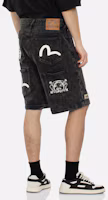 Shop EVISU SS24 海鷗花卉圖案多口袋寬鬆牛仔短褲 男款 2ESHTM4DS8039RXDP