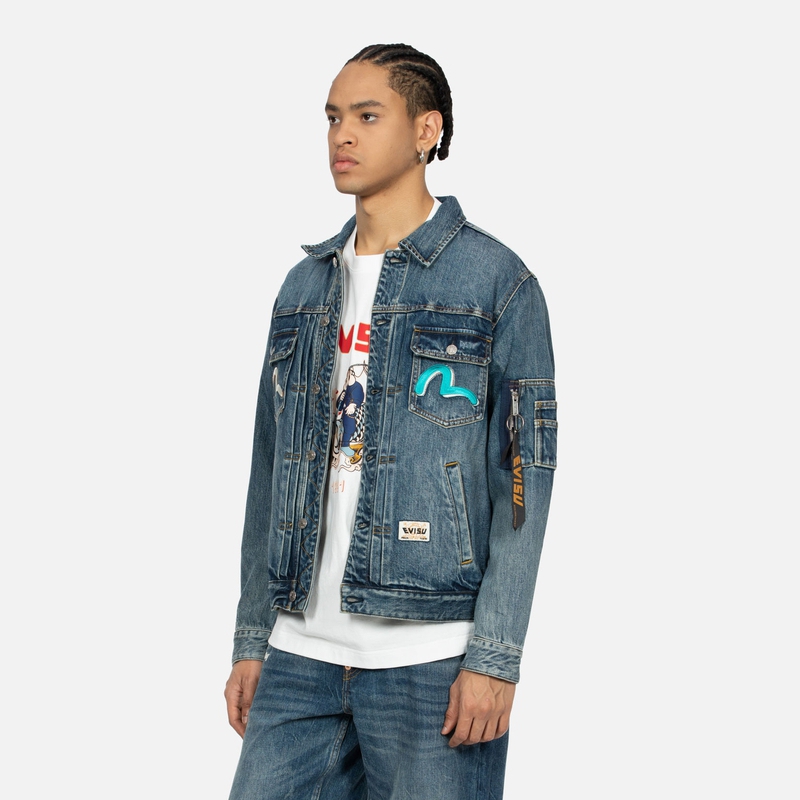 Purchase EVISU SS24 海鷗刺繡佛印寬鬆牛仔外套 男士 丹寧藍 2ESHTM4DJ8001RXDN