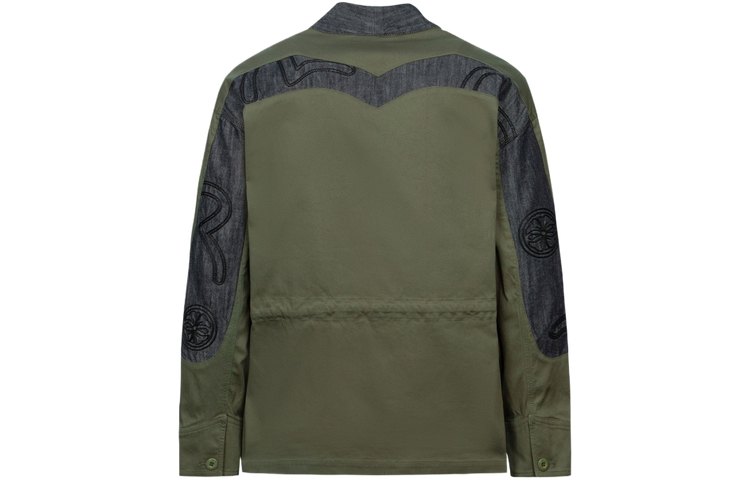 EVISU SS24 Seagull Embroidery Wide Kimono Jacket Military Green for Men. 2ESHTM4KM8007LFCT 圖 2
