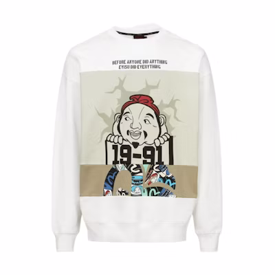 EVISU Sweatshirt with Buddha Head & Seagull Print Patchwork Design 2EAHTM3SW8040LFCT