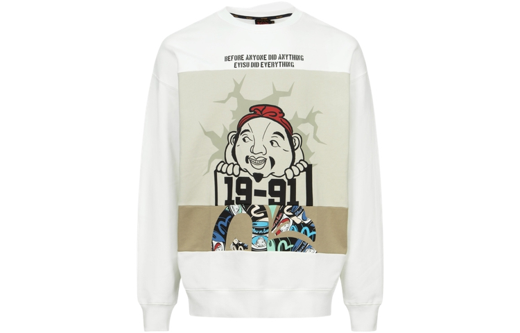 Order Sweatshirt EVISU dengan Desain Patchwork Kepala Buddha & Print Burung Camar 2EAHTM3SW8040LFCT