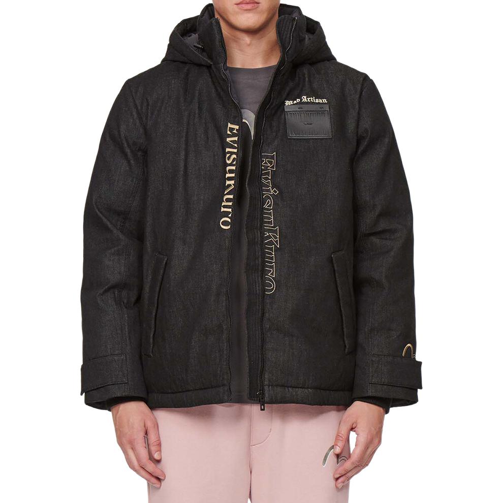 EVISU Ukiyo-e Embroidered Patchwork Denim Puffer Jacket Black Men’s 2EAGNM1NJ752XXCT 圖 4