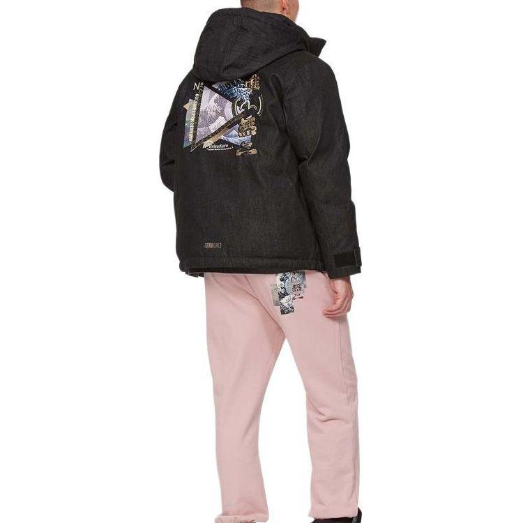 EVISU Ukiyo-e Embroidered Patchwork Denim Puffer Jacket Black Men’s 2EAGNM1NJ752XXCT 圖 6