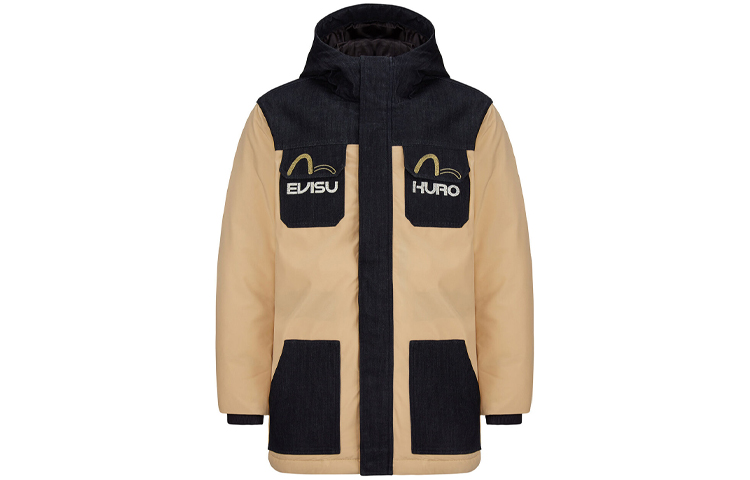 Shop EVISU 浮世繪海鷗刺繡修身連帽外套 2EAGNM0NC776XX