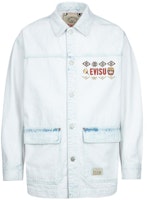 EVISU Unisex Denim Blue Logo Print Long Sleeve Button-Up Shirt. 2ESHTM3SJ718XXDN EVISU Unisex Denim Blue Logo Print Long Sleeve Button-Up Shirt. 2ESHTM3SJ718XXDN