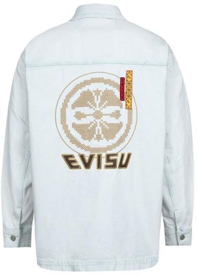 Kemeja Lengan Panjang Denim Biru Unisex EVISU dengan Cetakan Logo. 2ESHTM3SJ718XXDN Lookbook Kemeja Lengan Panjang Denim Biru Unisex EVISU dengan Cetakan Logo. 2ESHTM3SJ718XXDN