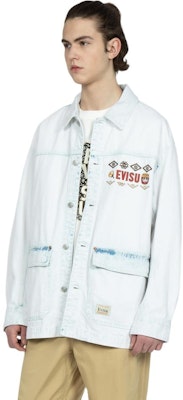 Kemeja Lengan Panjang Denim Biru Unisex EVISU dengan Cetakan Logo. 2ESHTM3SJ718XXDN Shop Kemeja Lengan Panjang Denim Biru Unisex EVISU dengan Cetakan Logo. 2ESHTM3SJ718XXDN