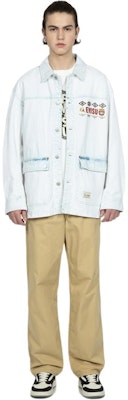 Kemeja Lengan Panjang Denim Biru Unisex EVISU dengan Cetakan Logo. 2ESHTM3SJ718XXDN 1