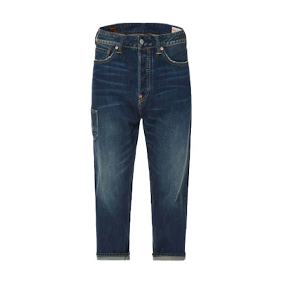 EVISU Vintage Wash Cropped Denim Jeans for Men in Blue 2ESHTM2JE11927CT