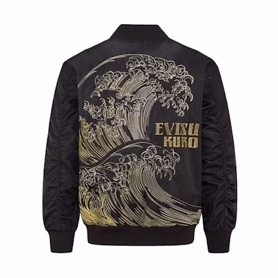 EVISU Wave Embroidery and Rhinestone Logo Jacket Black 2ESGNM1JK737XX