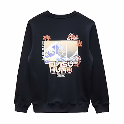 EVISU Wave Print Pullover Sweatshirt 2EAGNM0SW379XX