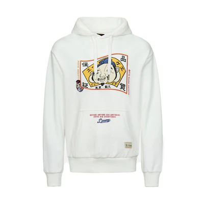 EVISU White Pullover Sweatshirt Buddha Daruma Embroidery Design 2EAHTM1SW304LFCTOWHT