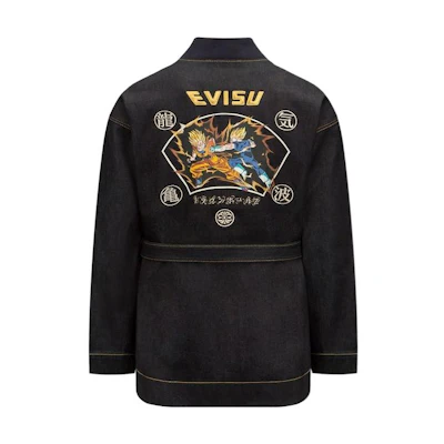 EVISU Dragon Ball Z Collaboration Battle Scene Denim Jacket Unisex - Blue 2EADRM1KM702DNCX