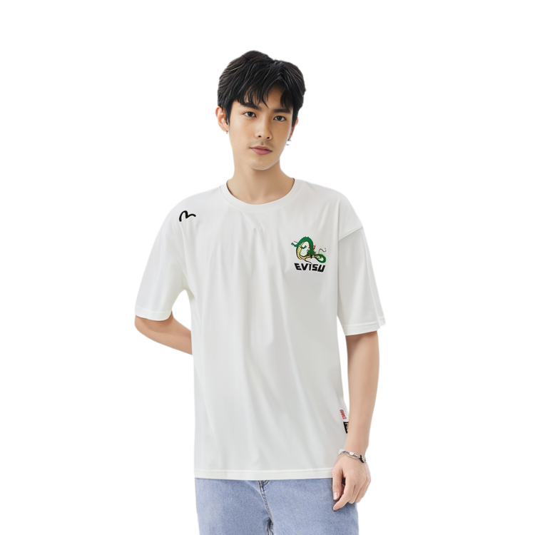 Shop EVISU x 七龍珠 聯名款 白色印花短袖T恤 2EADRM1TS504LFCT