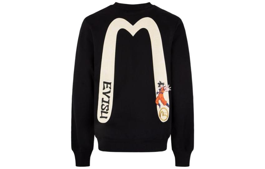 EVISU Dragon Ball Z Goku Graphic "Big M" Print Black Crewneck Sweatshirt Men 2EADRM1SW306XXCT
