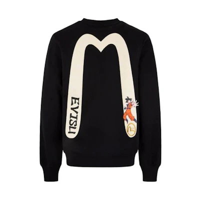 EVISU Dragon Ball Z Goku Graphic "Big M" Print Black Crewneck Sweatshirt Men 2EADRM1SW306XXCT