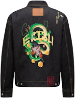 Order EVISU x DRAGON Collaboration Blue Denim Jacket with Dragon Goku Design for Men. 2EADRM1DJ700LFCT